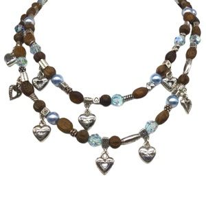 Vintage Brighton Zen Garden Paisley Flares Silver & Glass beaded Necklace